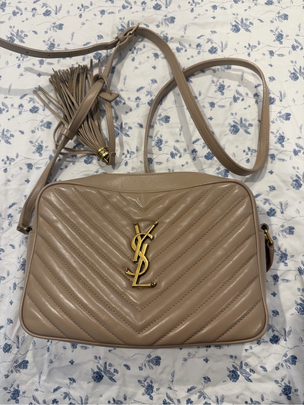 100% Authentic Saint Laurent Lou Camera Bag in Taupe